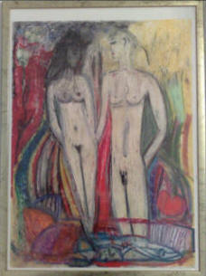 Ölkreidebild "Adam und Eva"